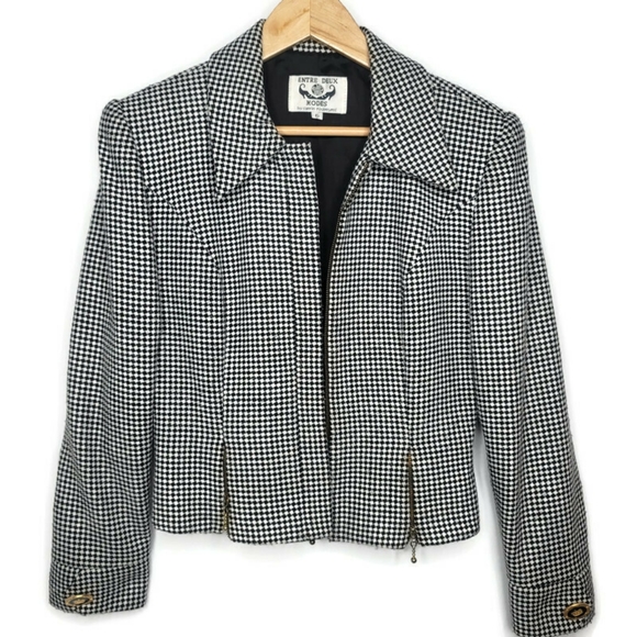entre deux modes by carrie rouveyrol black and white checkard jacket. Size 6 - Picture 5 of 7